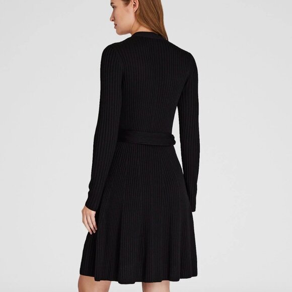 Club Monaco Black Short Wrap Sweater Dress - Picture 6 of 12